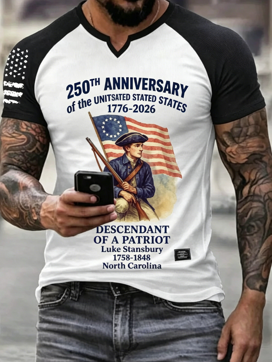 Men's Retro Patriotic Pattern Printed T-Shirt