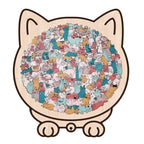 Morandi-Colored Cozy Cat Shaped Wooden Jigsaw Puzzle