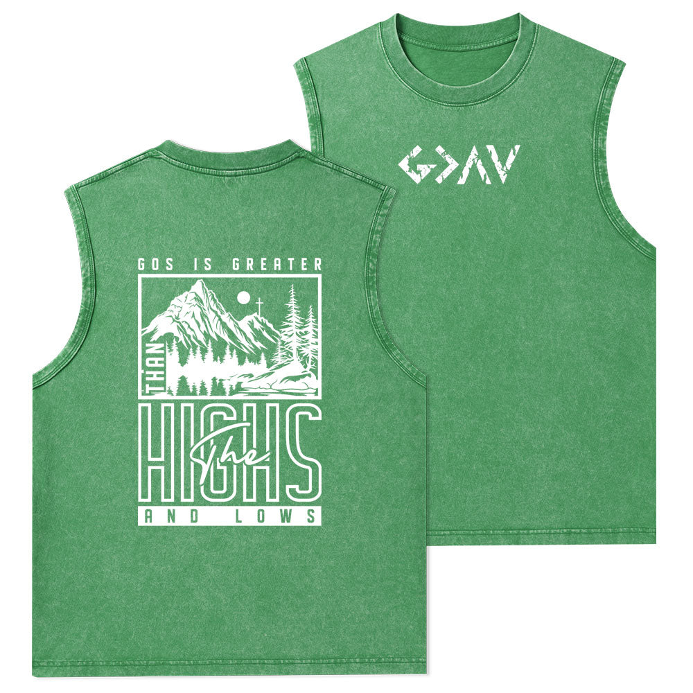 God Is Greater Christian Washed Tank Top