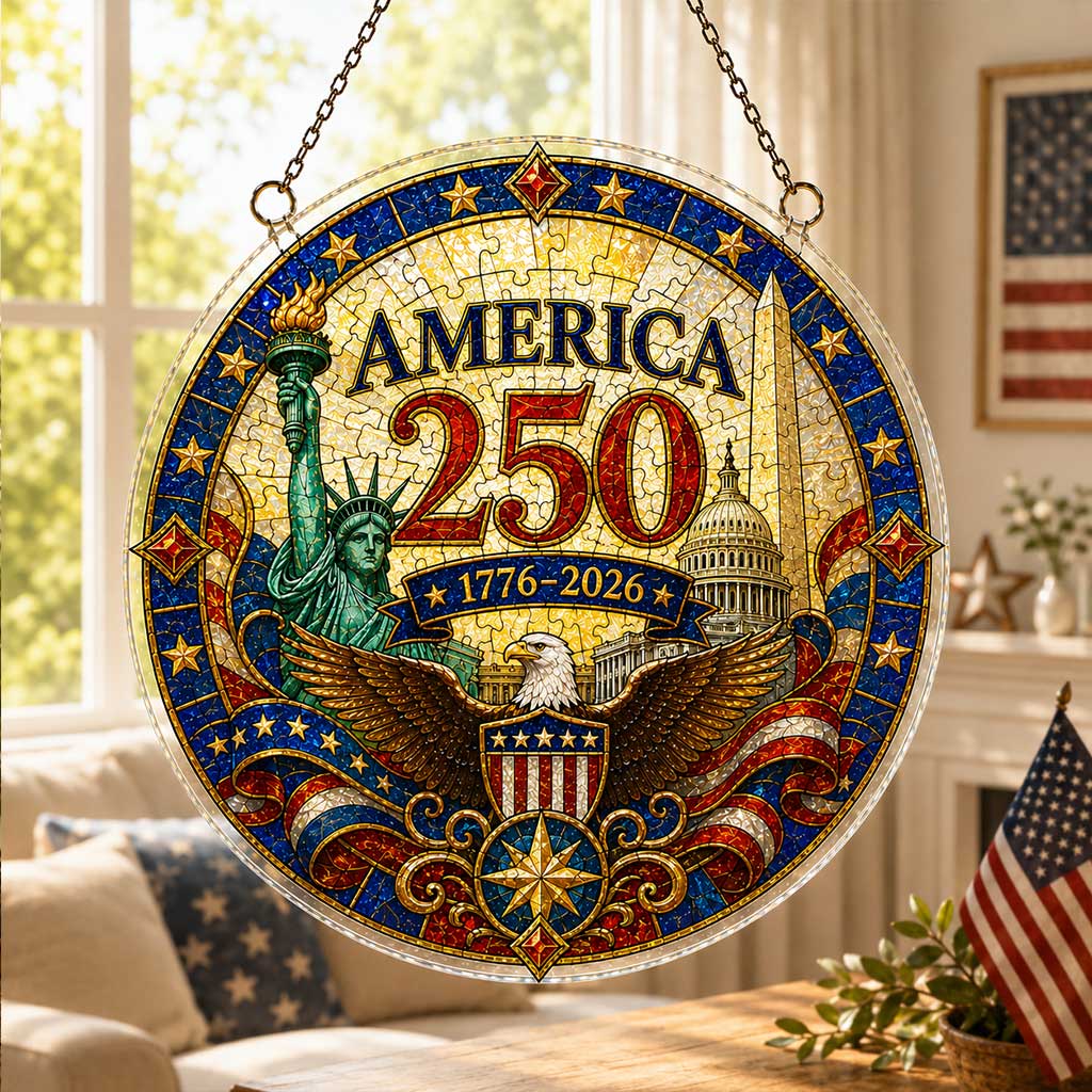 America 250th Anniversary Acrylic Puzzle Hanging Ornament â€?1776â€?026 Patriotic Window Suncatcher Decor