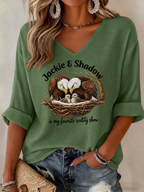 Women'S Jackie And Shadow Print Waffle-Knit Casual T-Shirt