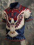 Men's Independence Day & Eagle Print Polo Shirt