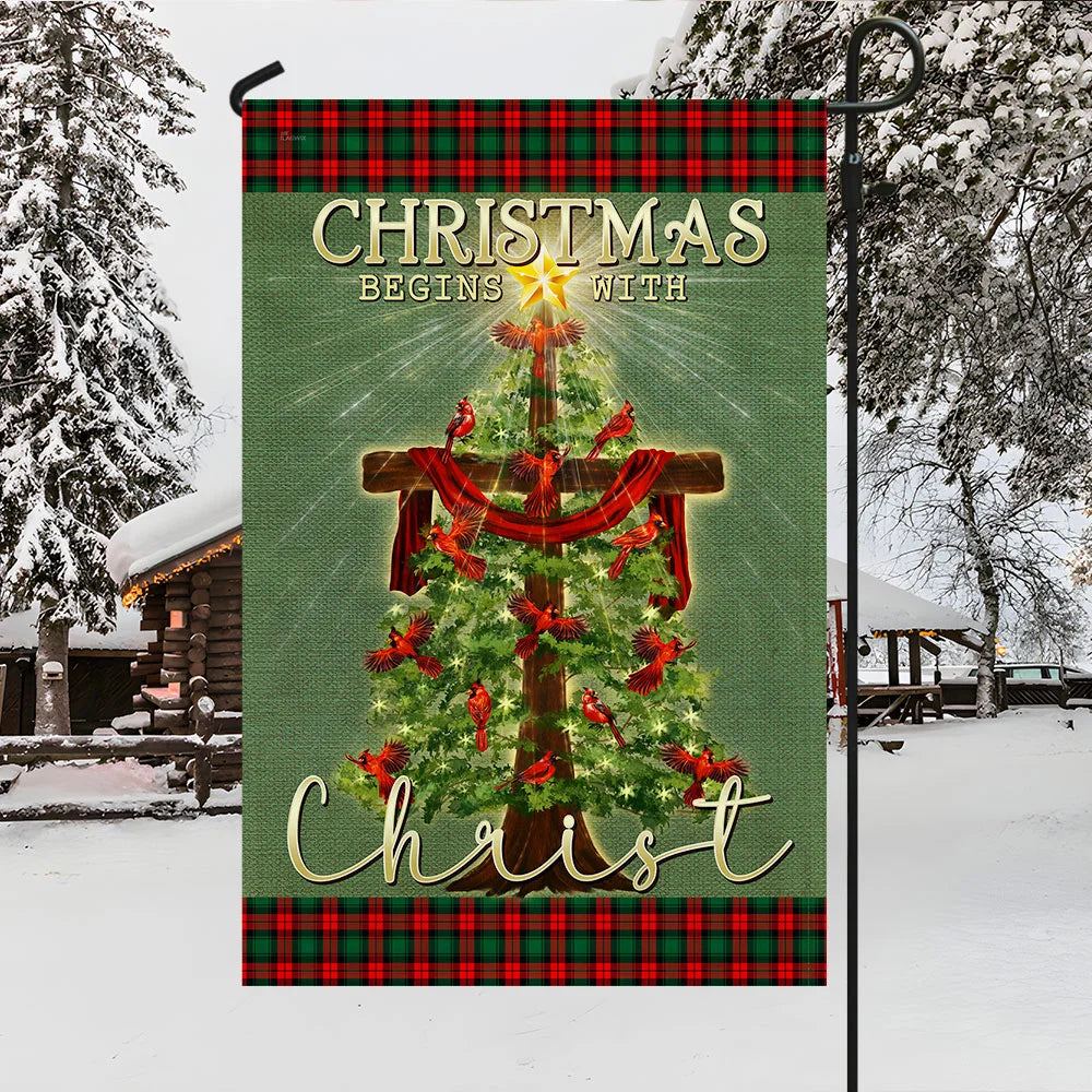 Christmas Begins With Christ Christian Flag
