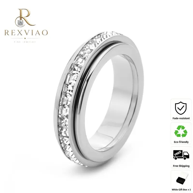 Anxiety Rings for Women & Men - Titanium Steel Fidget Band