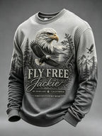 Men'S Jackie The Eagle Print Waffle Long Sleeve Top