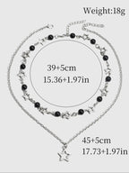 Star & Faux Pearl Decor Pendant Necklace Set for Parties