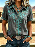 Women'S Casual Retro Print Shirt