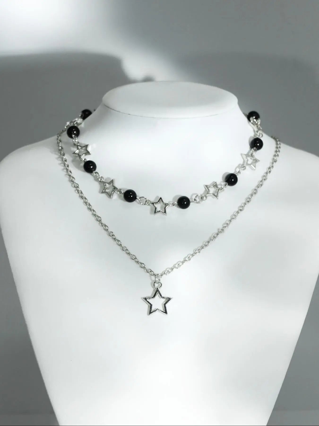 Star & Faux Pearl Decor Pendant Necklace Set for Parties