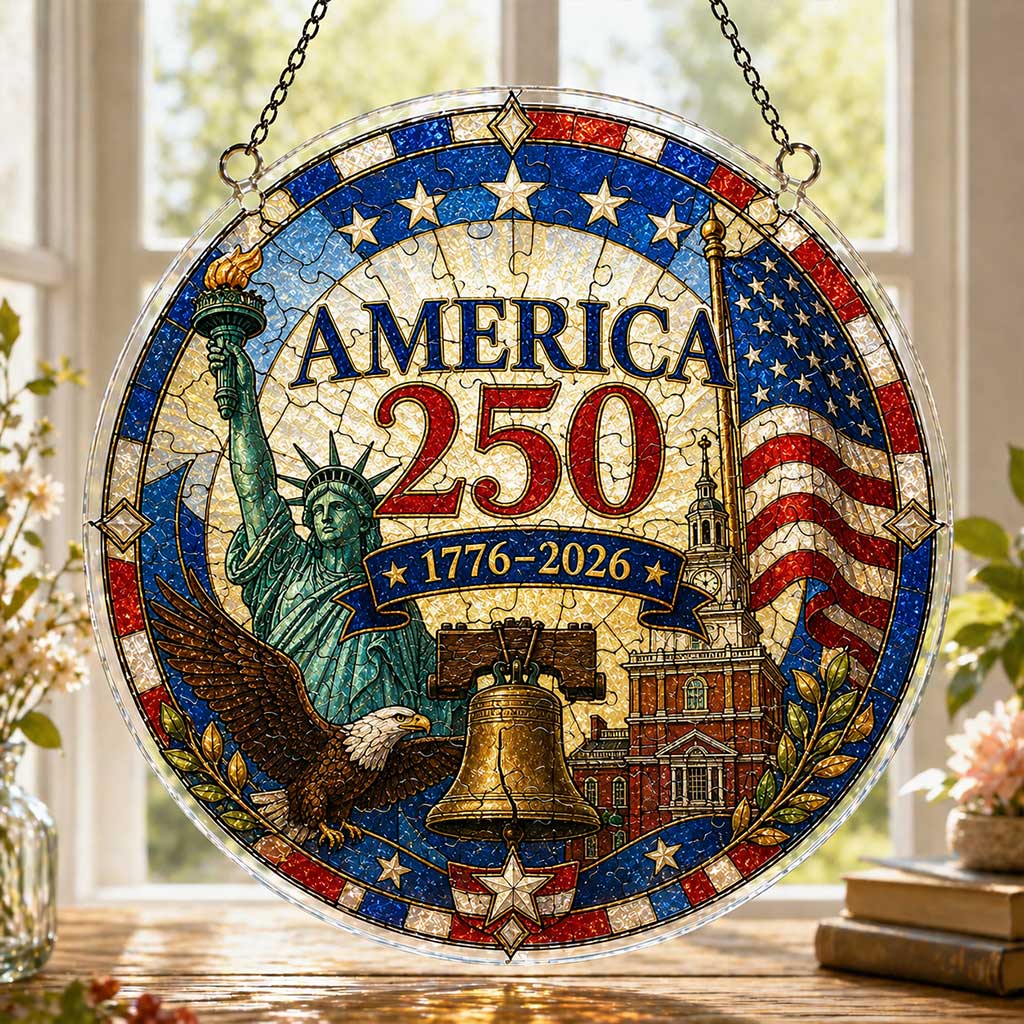 America 250 Acrylic Puzzle Hanging Ornament â€?1776â€?026 Patriotic Suncatcher Window Decoration