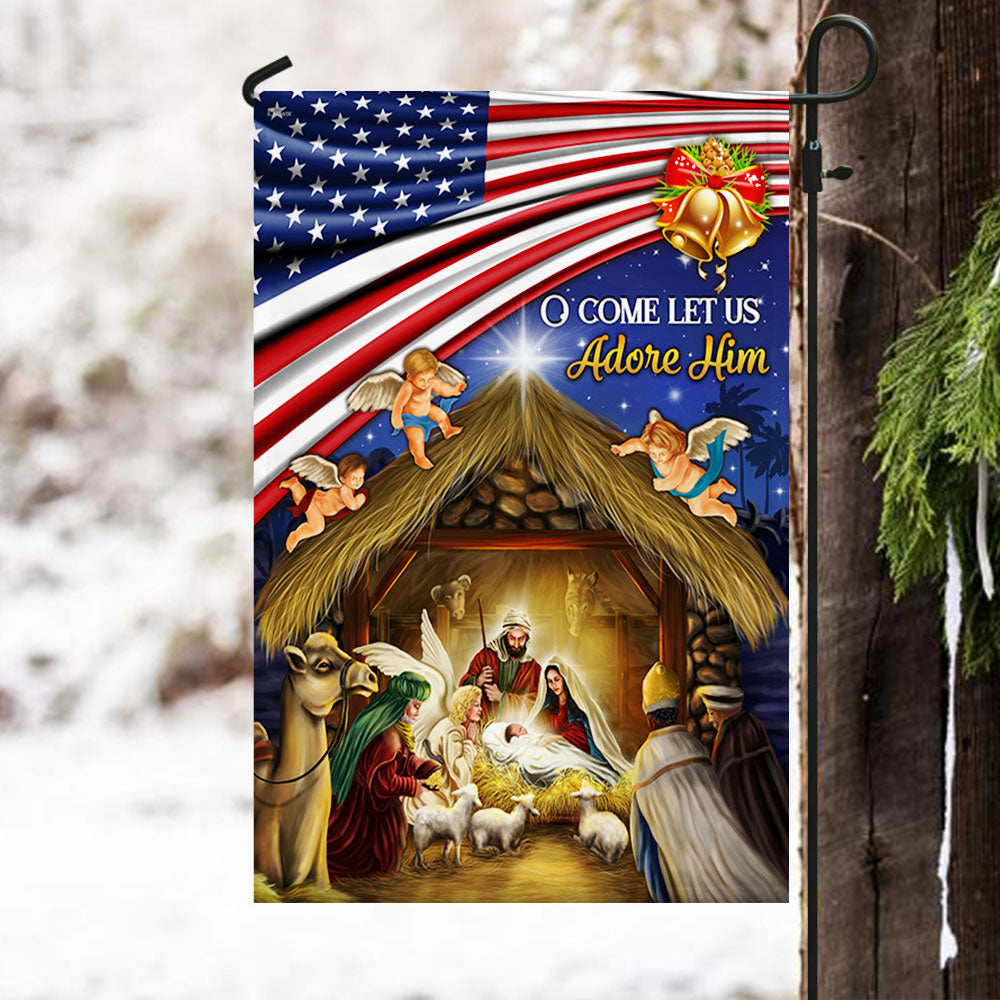 O Come Let Us Adore Him Christmas Flag