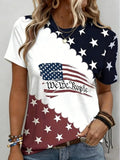 Ladies' Casual American 1776-2026 Anniversary Celebration Print Round Neck T-Shirt