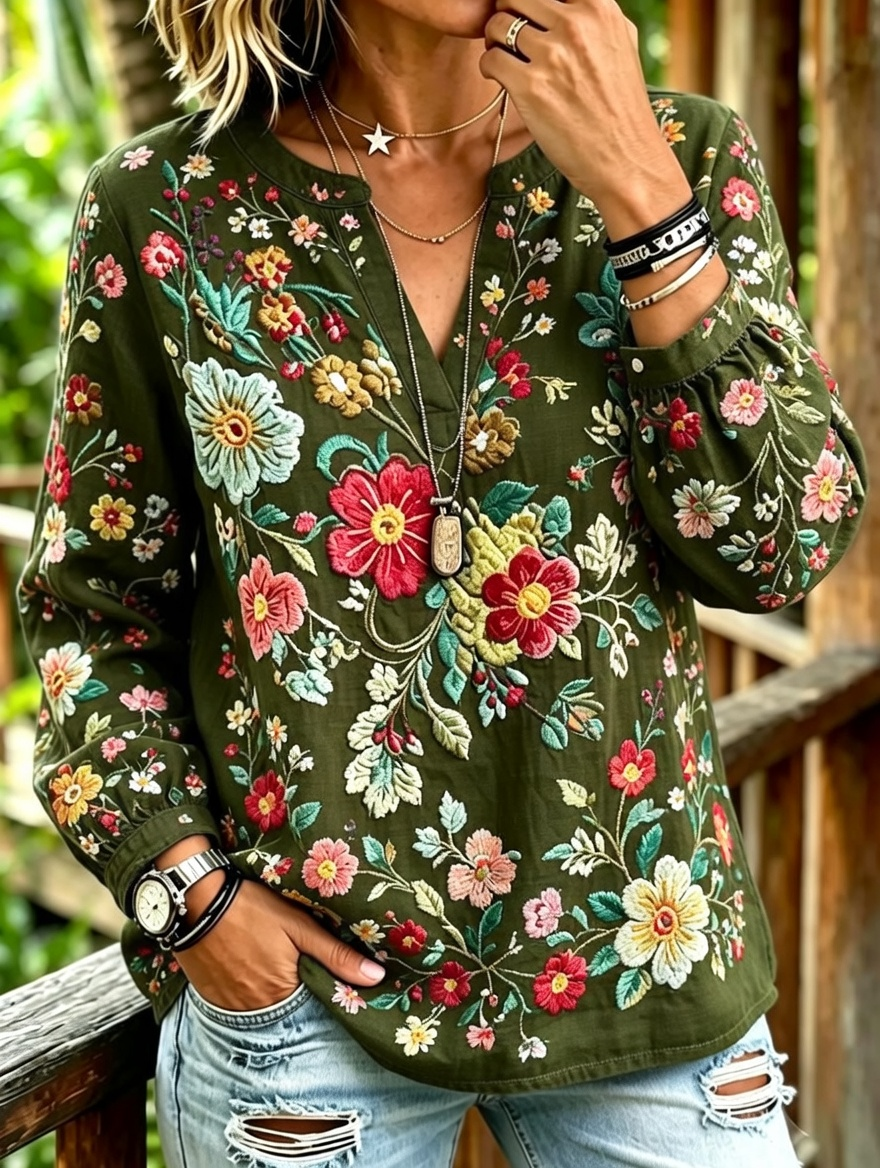 Women'S Casual Floral Print Top