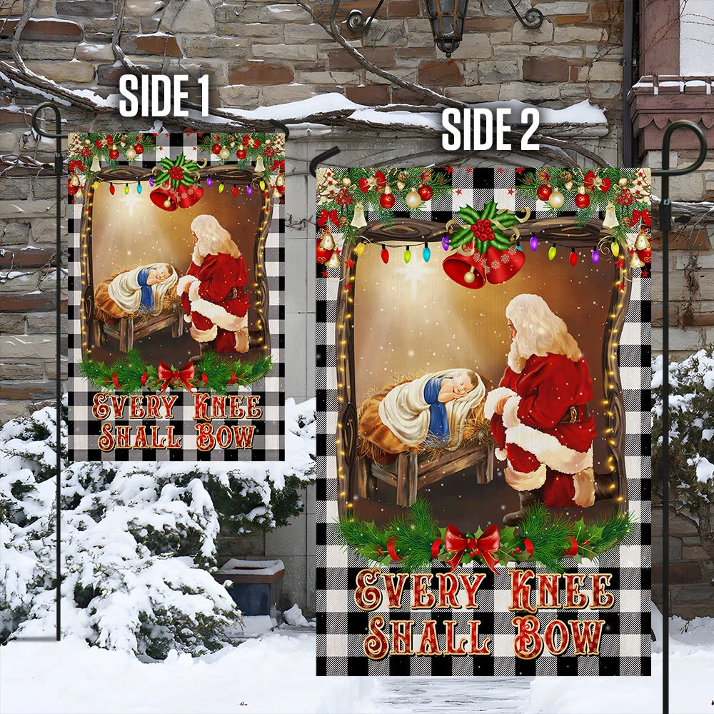 Christian Christmas Santa Claus Every Knee Shall Bow Flag