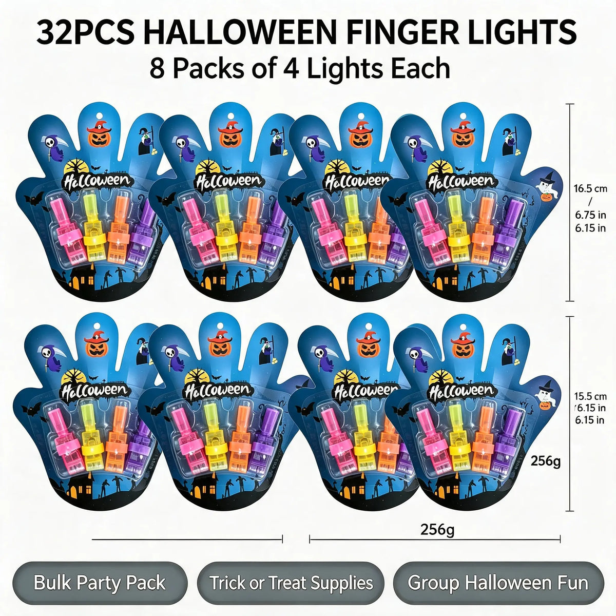 Halloween LED Projection Finger Lights a?? Multi-Color Trick-or-Treat Goodie Bag Fillers