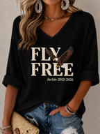 Women'S V-Neck Retro Forever Free Jackie Print T-Shirt