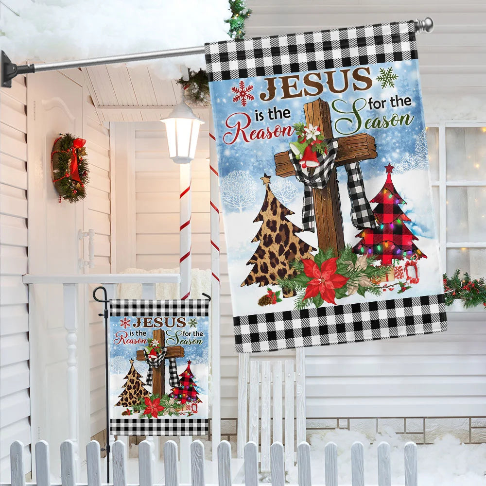 Jesus Is The Reason For The Season Religious Cross Christmas Flag