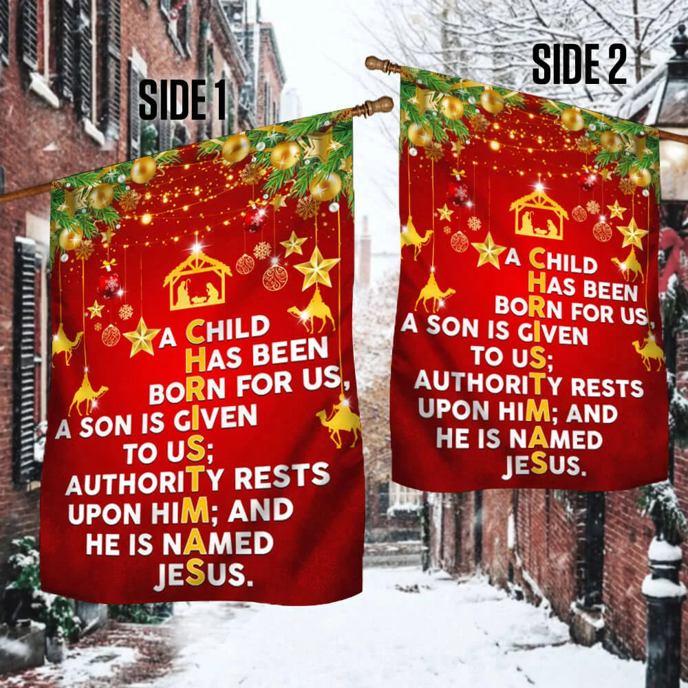 He Is Named Jesus Christmas Flag