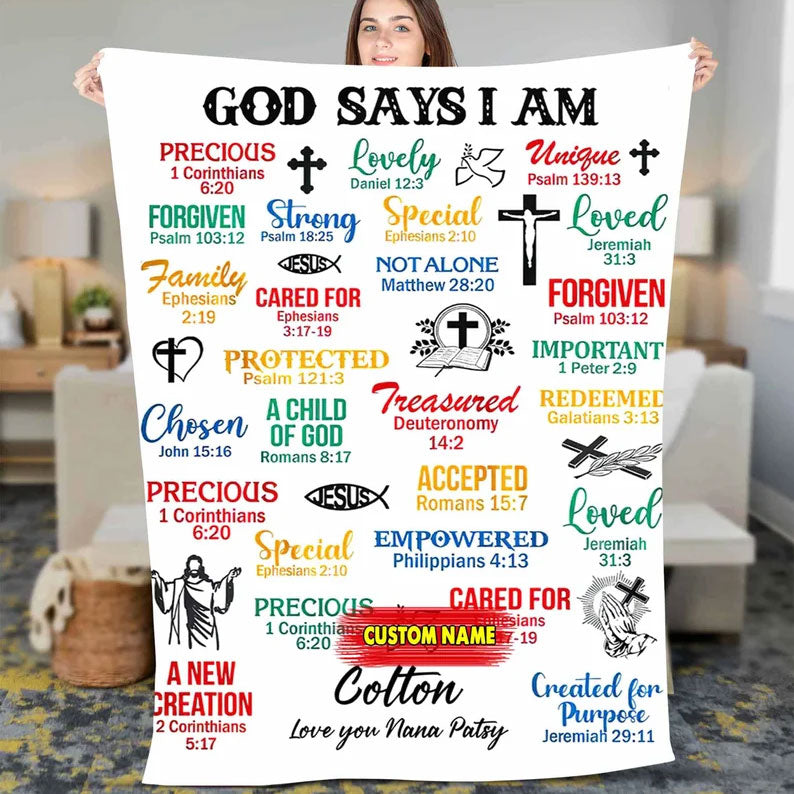 Personalized God Says I Am Blanket