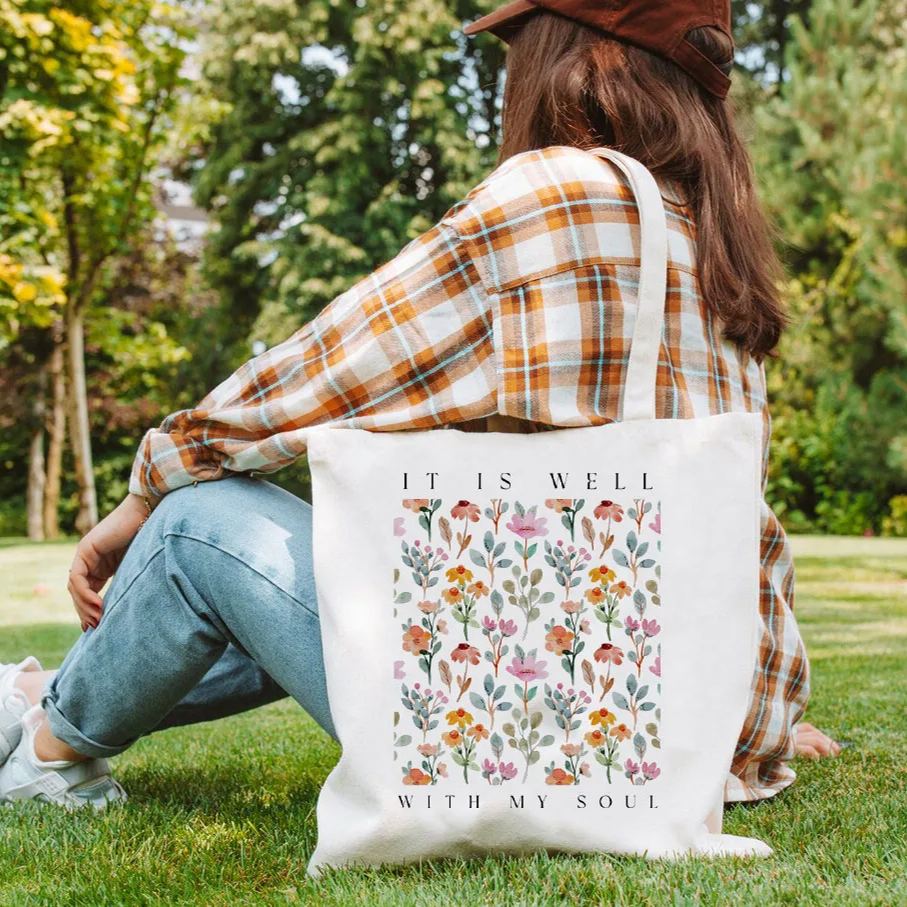 It Is Well With My Soul Christian Canvas Tote Bag