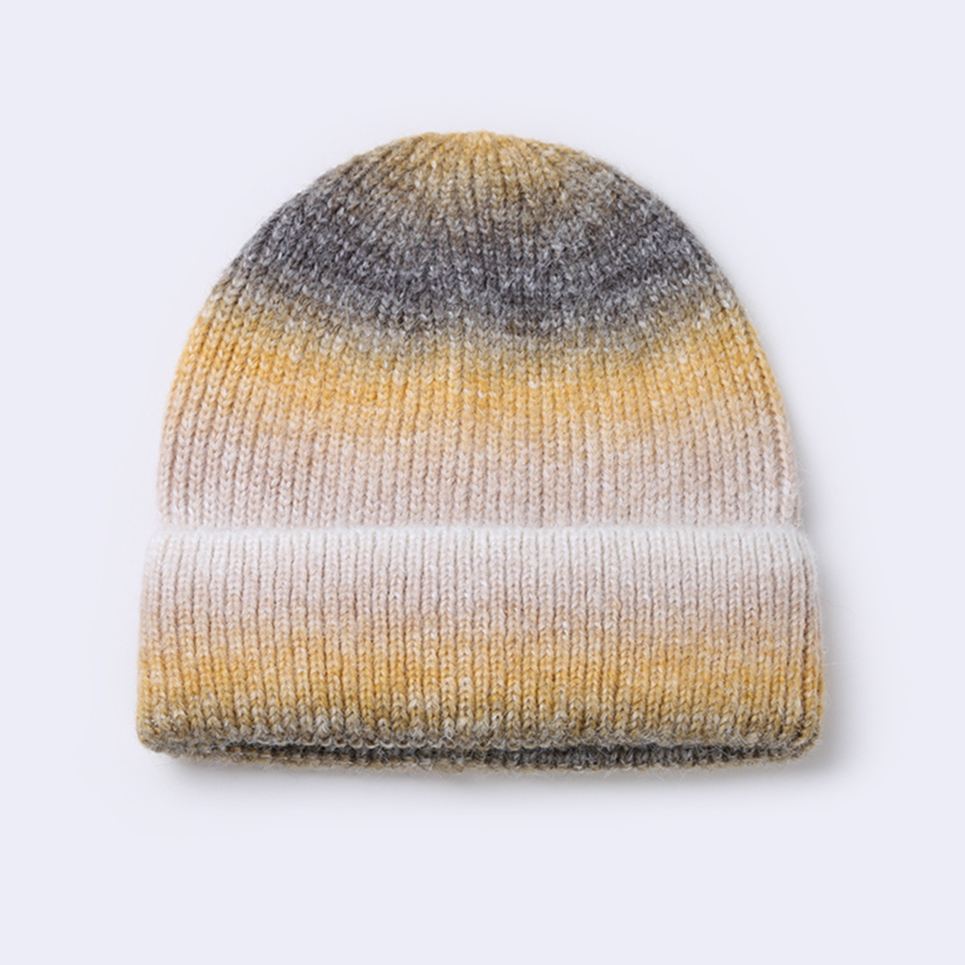 Winter Rainbow Gradient Knit Hat