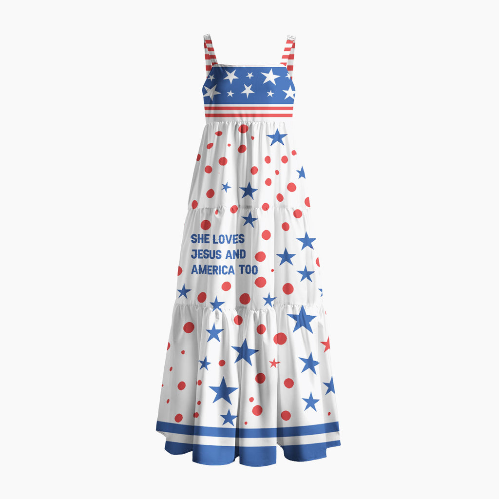She Loves Jesus And America Too Christian Maxi Dress