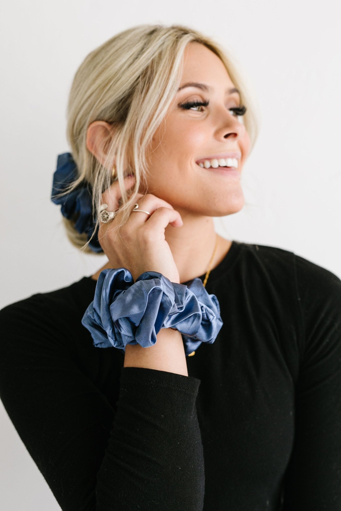 Midnight Moon Satin Jumbo Scrunchie