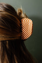 Orange Checkered Claw Clip