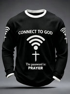 Men's "Connect To God,The Password IS Prayer" Print Casual T-Shirt