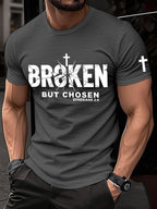 Men's Christian Cross Broken But Chosen Print Tee