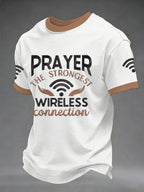 Men's Prayer The Strongest Wireless Connection Printed Casual T-Shirt