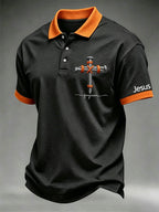 Men's Christian Cross Print Polo