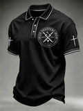 Men's Christian Cross Iron Sharpens Iron Print Casual Polo