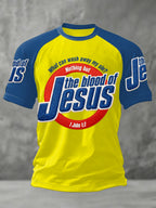 Men's The Blood Of Jesus Print Casual Tee