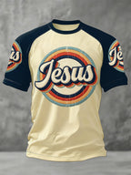 Men's Christian Jesus Print Casual Tee