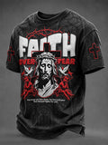 Men's Christian Jesus Print Casual Tee