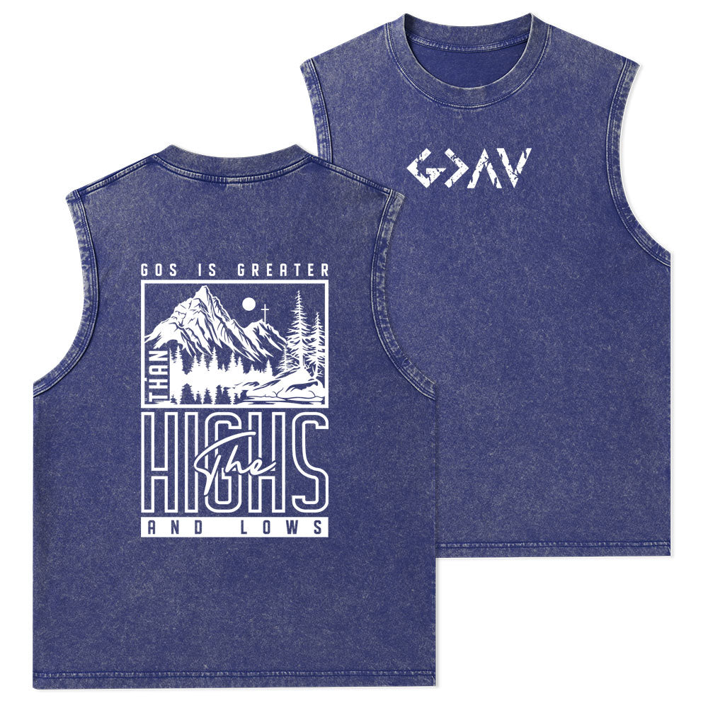 God Is Greater Christian Washed Tank Top
