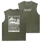 God Is Greater Christian Washed Tank Top