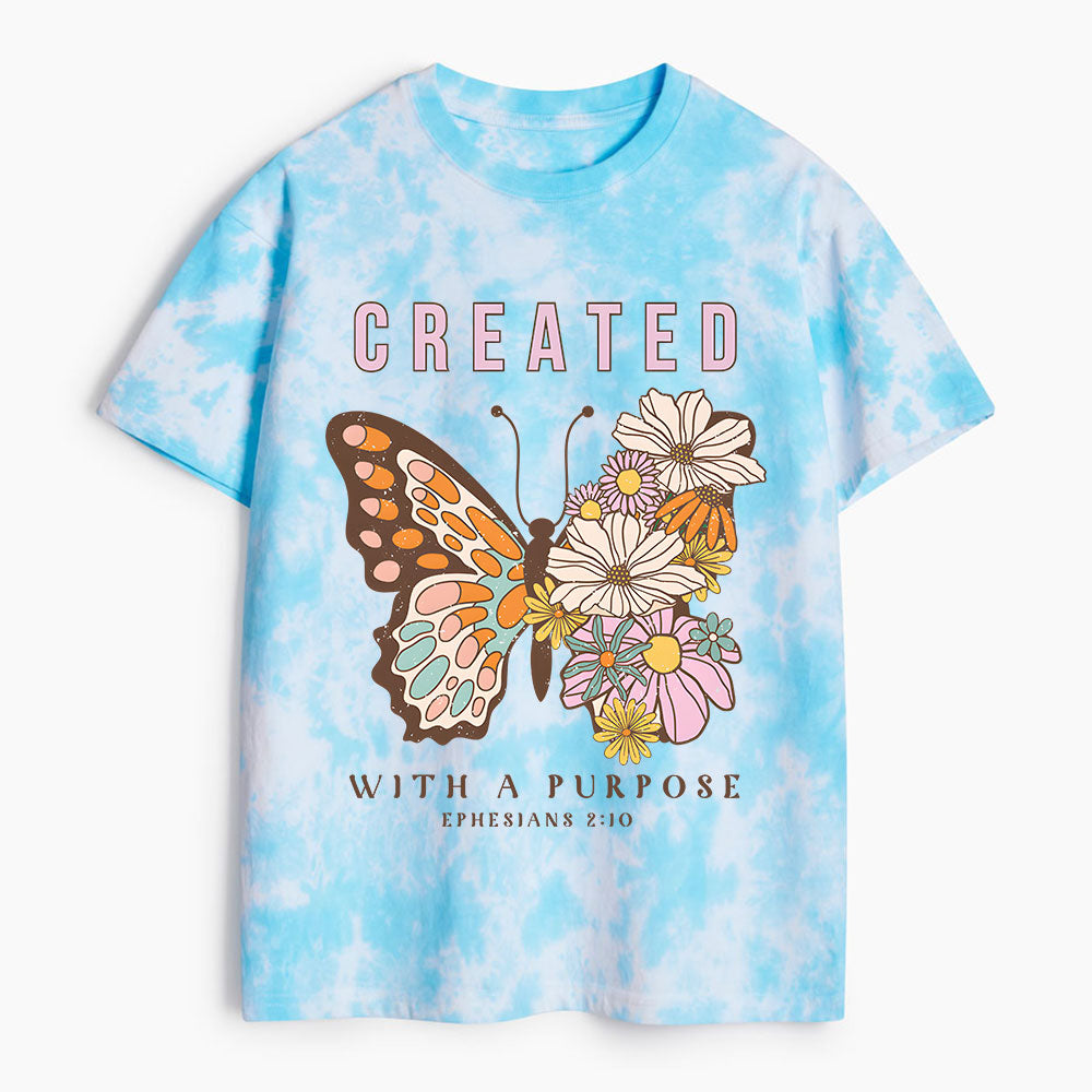 Created With A Purpose Christian Heavy Cotton Tie Dye T-Shirt